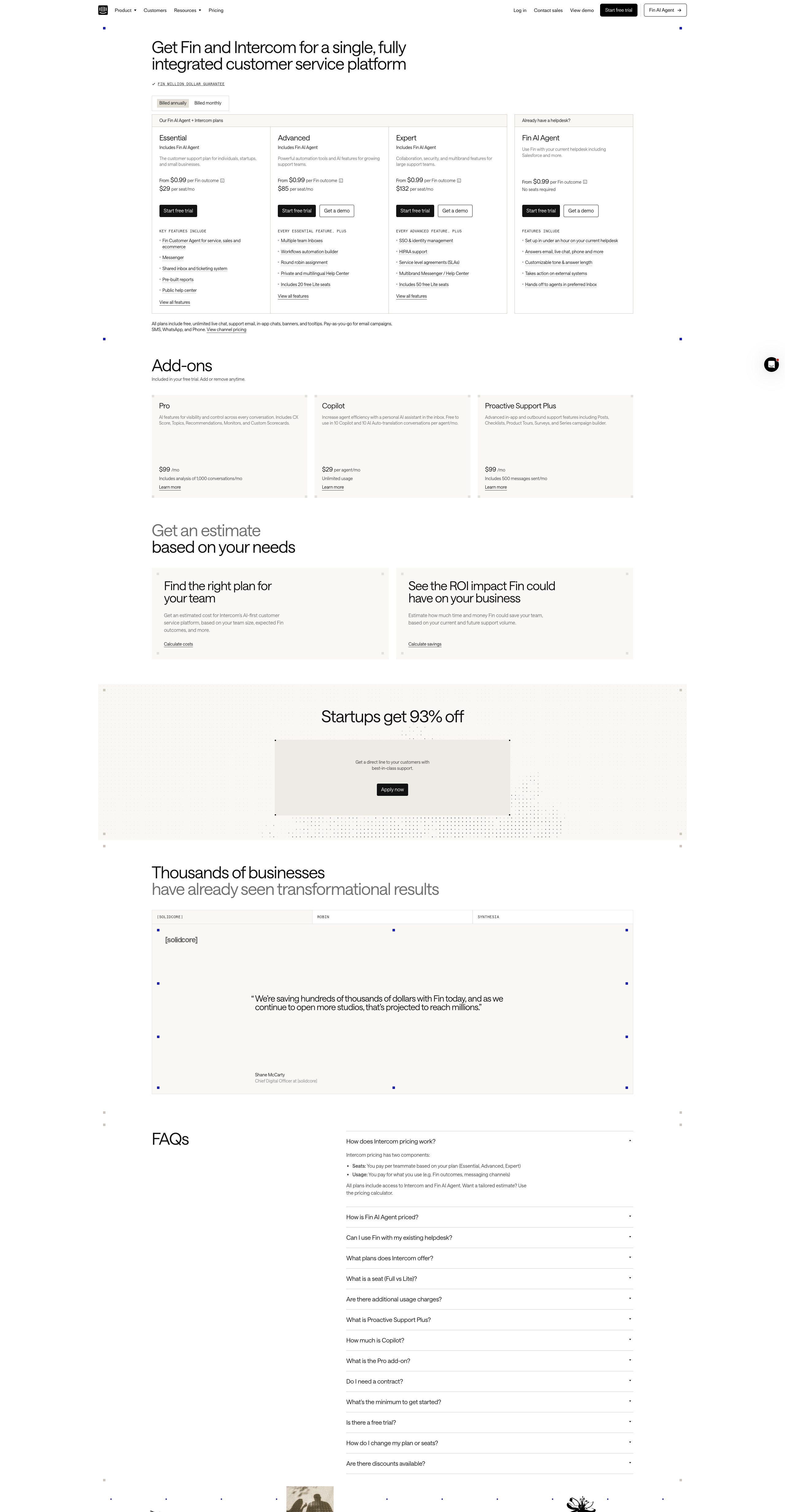 Screenshot thumbnail for Intercom Pricing | Plans for every team size