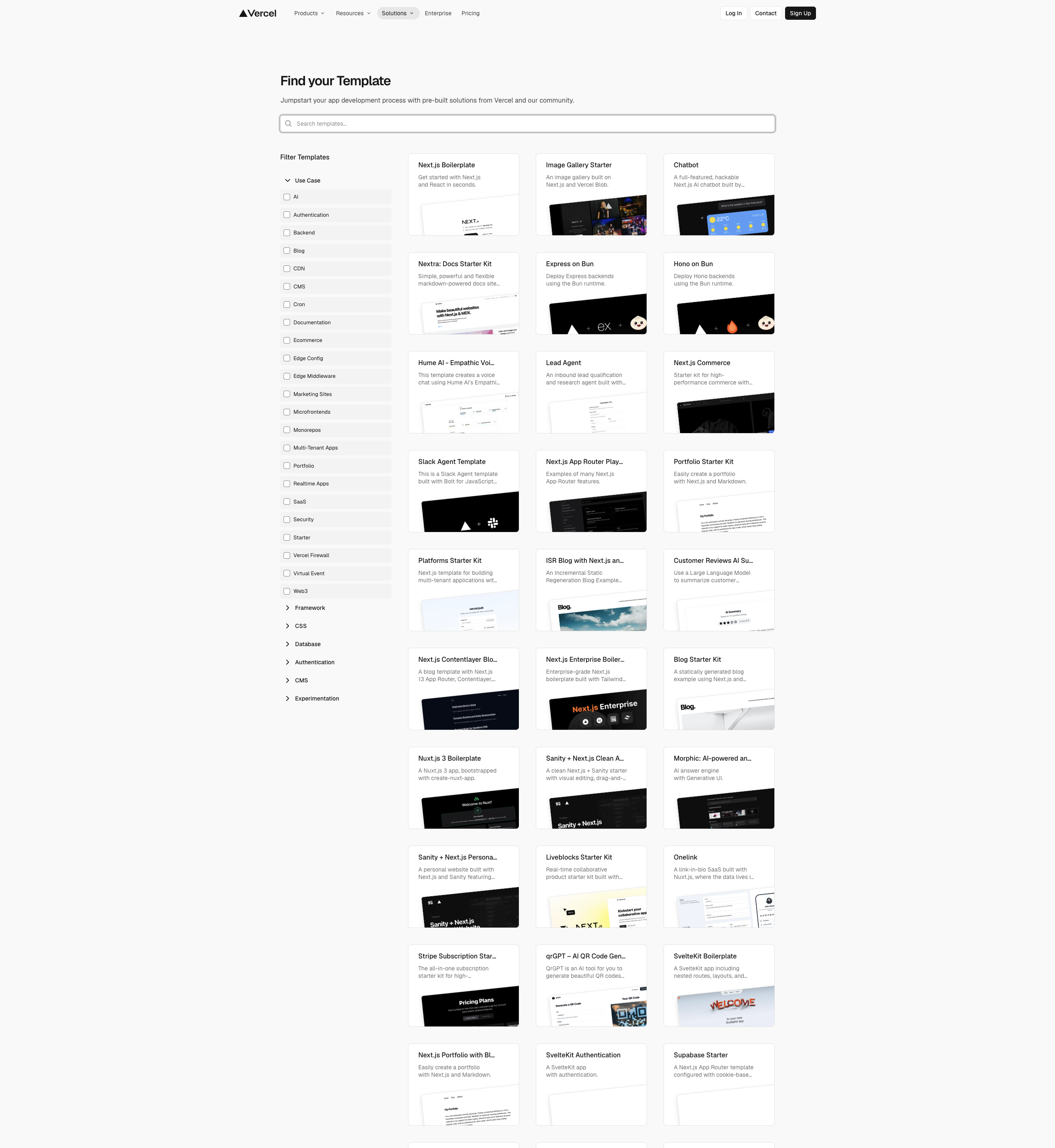 Screenshot thumbnail for Templates - Vercel