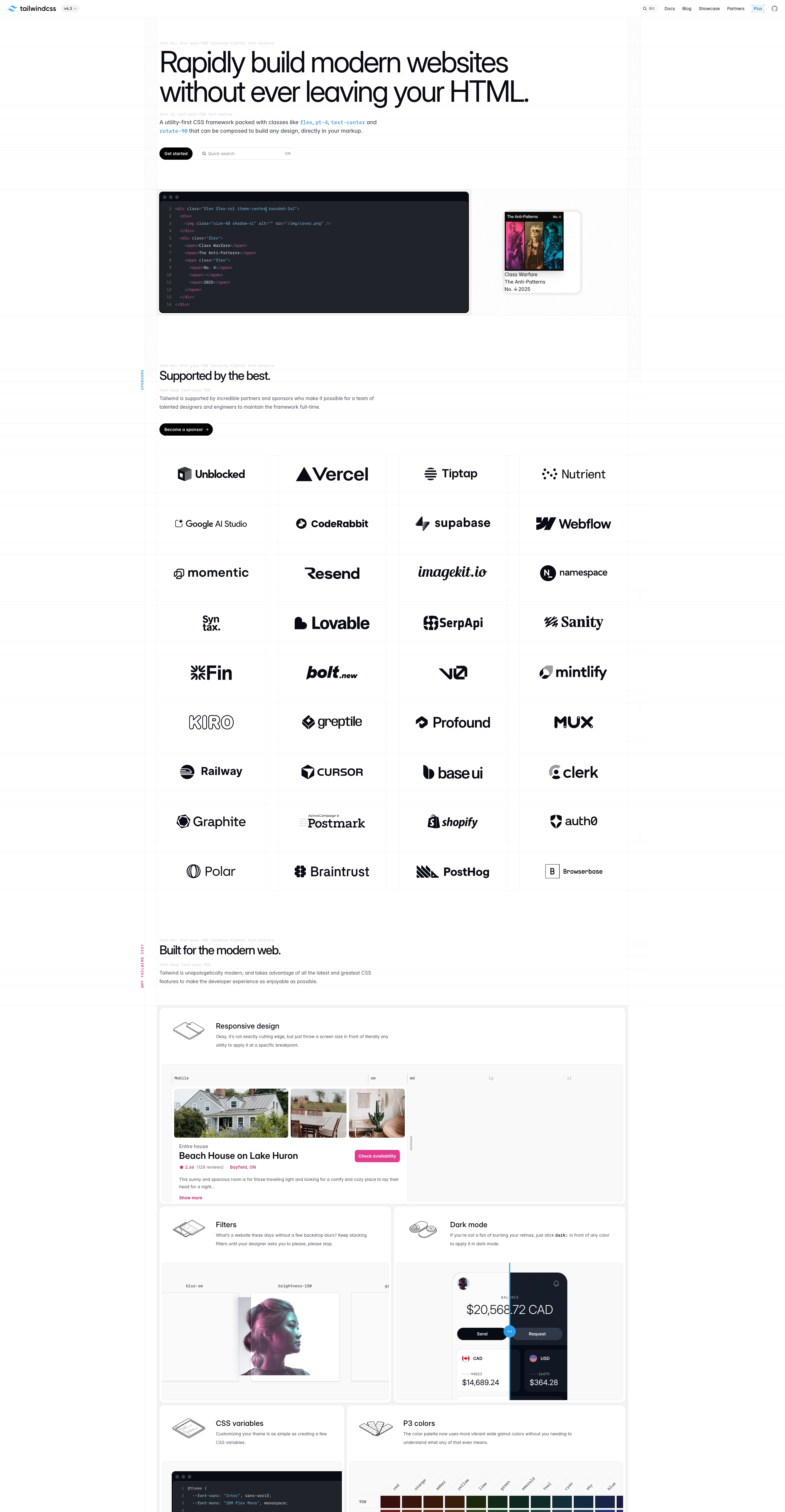 Screenshot thumbnail for Tailwind CSS - Rapidly build modern websites without ever leaving your HTML.