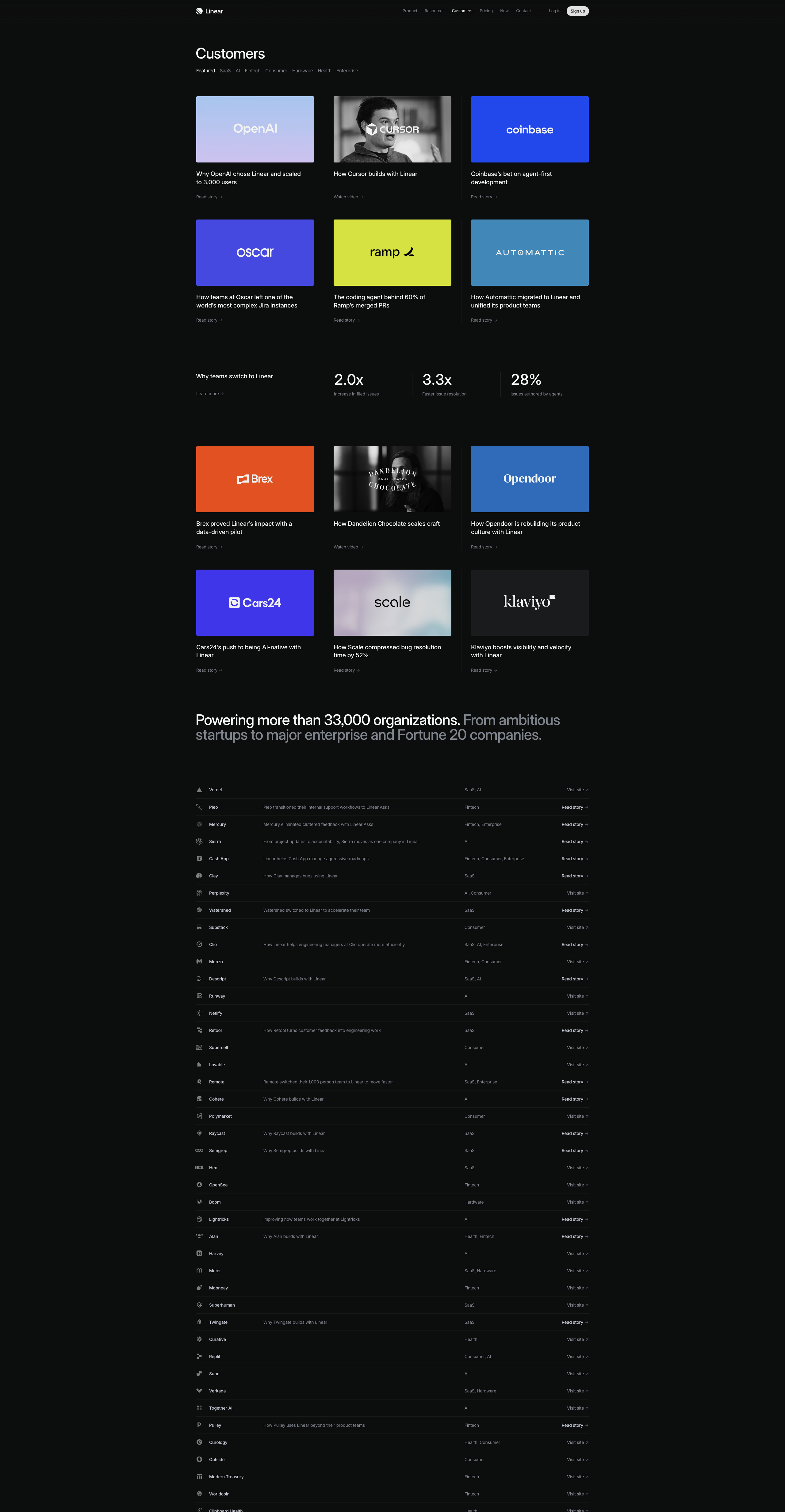 Screenshot thumbnail for Linear Customers